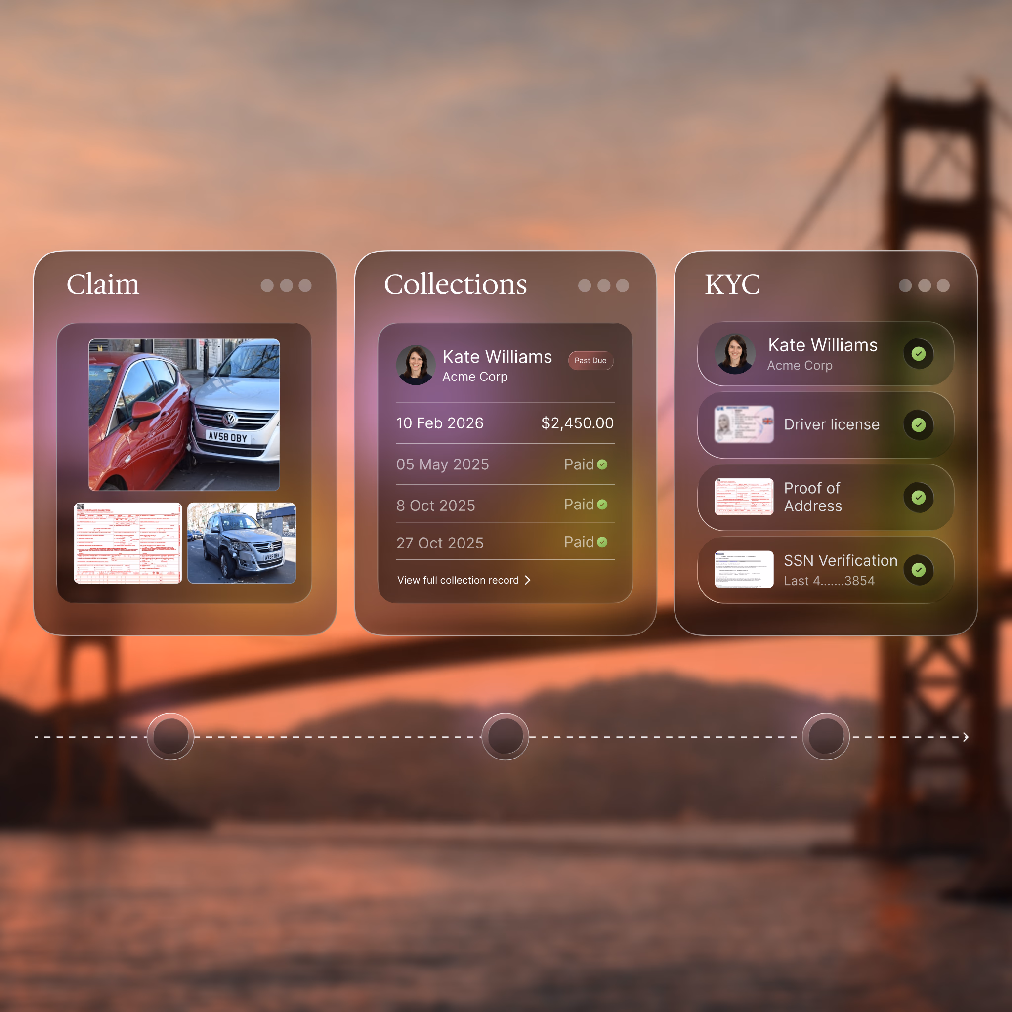Claim, Collections, KYC unified view