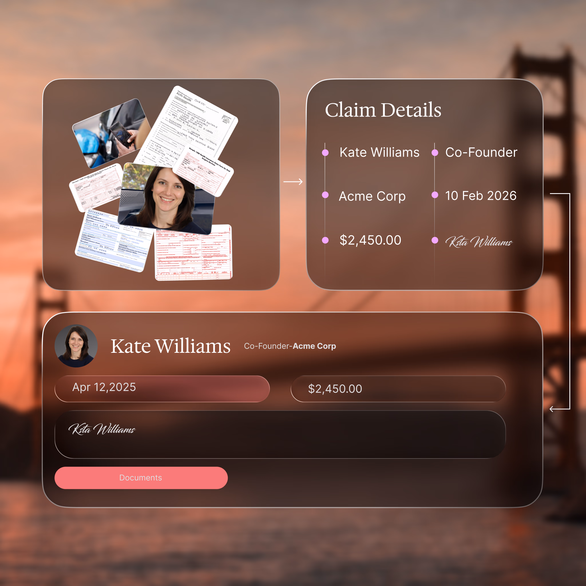 Claim details with documents